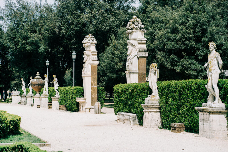 walking through  Villa Borghese